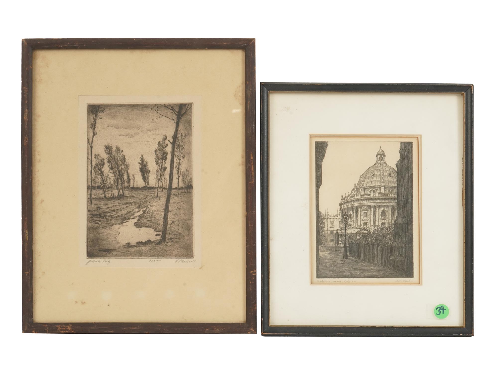 SET OF ANTIQUE LANDSCAPE ETCHINGS SIGNED PIC-2